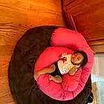 Bean Bag, Comfort, Wood, Happy, Bean Bag Chair, Hardwood, Smile, Couch, Leisure, Thigh, Wood Stain, Toy, Knee, Magenta, Child, Sitting, Room, Wood Flooring, Nap, Person