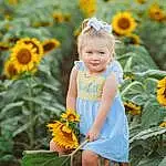 Flower, Plant, Photograph, Smile, Botany, Leaf, People In Nature, Yellow, Petal, Dress, Orange, Happy, Grass, Fawn, Chair, Summer, Toddler, Baby & Toddler Clothing, Flowering Plant, Child, Person