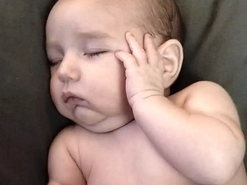 Child, Baby, Face, Cheek, Skin, Head, Nose, Arm, Toddler, Mouth, Sleep, Muscle, Hand, Person