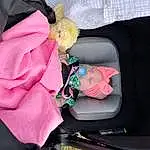 Dress, Vroom Vroom, Pink, Vehicle, Window, Seat Belt, Vehicle Door, Car Seat, Plant, Tie, Magenta, Baby Products, Car Seat Cover, Auto Part, Fashion Accessory, Electric Blue, Family Car, Carmine, Eyewear, Rose, Person