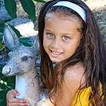 Smile, Facial Expression, Happy, Grass, People In Nature, Fawn, Plant, Beauty, Terrestrial Animal, Macropodidae, Fun, Leisure, Child, Livestock, Toddler, Kangaroo, Vacation, Sitting, Marsupial, Fashion Accessory, Person, Joy