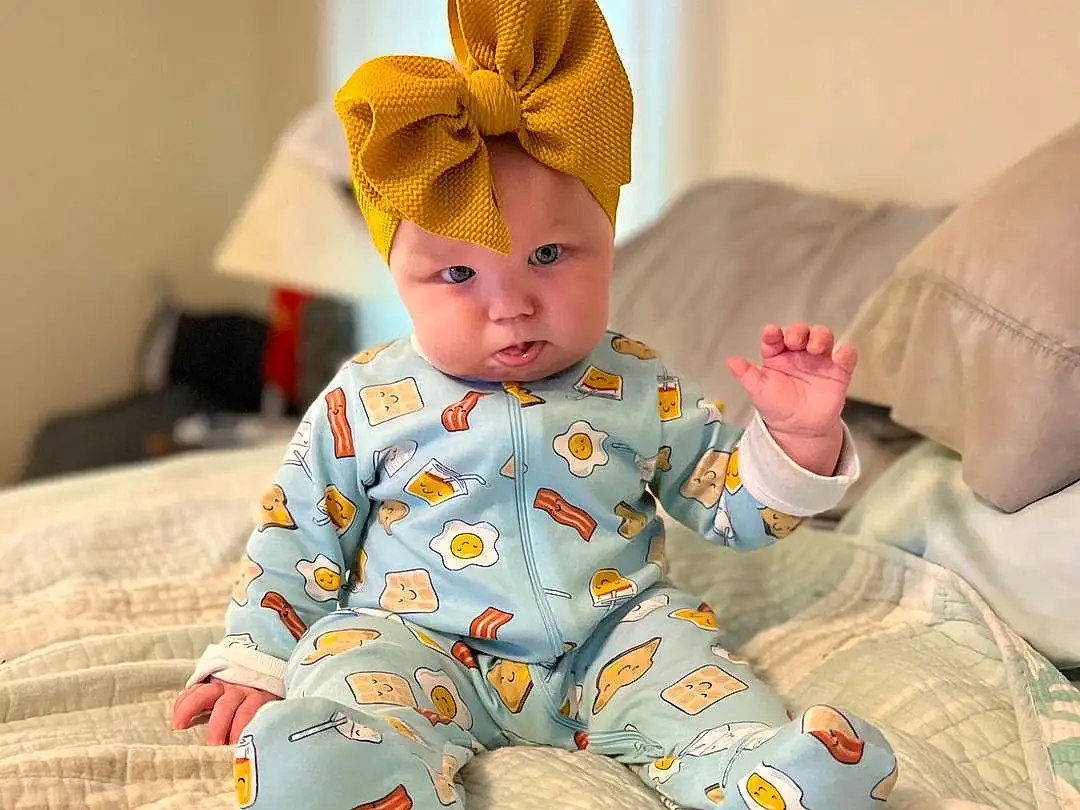 Eyes, Baby & Toddler Clothing, Human Body, Sleeve, Comfort, Baby, Toddler, Sitting, Happy, Foot, Wood, Pattern, Costume, Room, Child, Hat, Play, Fun, Nightwear, Person
