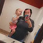 Mirror, Arm, Shoulder, Muscle, Fashion, Standing, Gesture, Finger, Bathroom, Wall, Art, T-shirt, Fun, Event, Plumbing Fixture, Child, Thigh, Room, Selfie, Visual Arts, Person