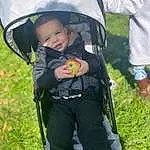 People In Nature, Smile, Grass, Shorts, Toddler, Personal Protective Equipment, Meadow, Recreation, Baby, Grassland, Lawn, Leisure, Baby Products, Fun, Diving Equipment, Fashion Accessory, Baby Carriage, Child, Costume, Sports Equipment, Person