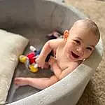 Leg, Smile, Human Body, Baby, Water, Finger, Comfort, Leisure, Toddler, Happy, Fun, Bathing, Recreation, Baby Products, Child, Foot, Barefoot, Chest, Sitting, Human Leg, Person