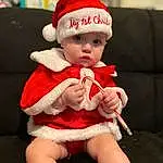 Head, White, Baby & Toddler Clothing, Sleeve, Santa Claus, Headgear, Red, Lap, Cap, Toddler, Sock, Costume Hat, Christmas, Baby, Event, Holiday, Fictional Character, Hat, Christmas Eve, Costume, Person, Headwear