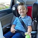 Car Seat, Car Seat Cover, Seat Belt, Baby In Car Seat, Vehicle, Auto Part, Family Car, Car, City Car, Child, Head Restraint, Subcompact Car, Person, Joy