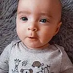 Forehead, Nose, Face, Cheek, Skin, Lip, Chin, Outerwear, Hairstyle, Arm, Eyebrow, Facial Expression, Mouth, White, Baby & Toddler Clothing, Neck, Eyelash, Person