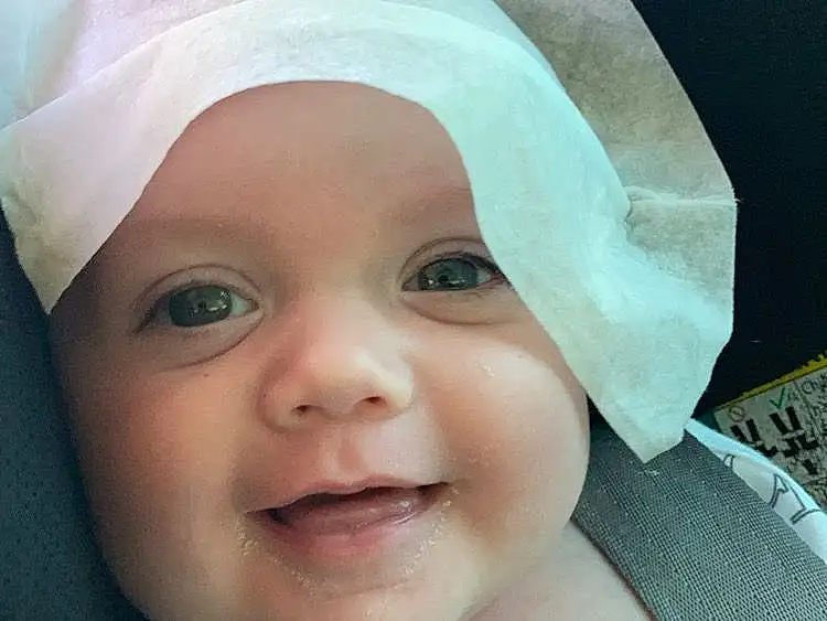 Nose, Smile, Cheek, Skin, Lip, Chin, Eyebrow, Eyes, Mouth, Happy, Iris, Headgear, Baby, Cool, Toddler, Child, Window, Fun, Baby Products, Fashion Accessory, Person, Headwear