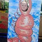 Smile, World, Pink, Paint, Art, Trunk, Chest, Electric Blue, Happy, Visual Arts, Painting, Leisure, Illustration, Mural, Vacation, T-shirt, Flesh, Abdomen, Drawing, Person, Joy