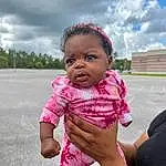 Face, Skin, Lip, Cloud, Sky, Hand, Arm, Water, Happy, Gesture, Baby & Toddler Clothing, Pink, Baby, Grass, Recreation, Toddler, Leisure, Tree, Magenta, Asphalt, Person