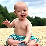 Child, Toddler, Baby, Summer, Fun, Play, Vacation, Sitting, Sand, Soil, Smile, Diaper, Person, Joy