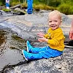 Smile, Water, Blue, Leaf, People In Nature, Body Of Water, Happy, Leisure, Baby & Toddler Clothing, Tree, Toddler, Recreation, Grass, Fun, Child, Sitting, Baby, Soil, Play, Vacation, Person, Joy