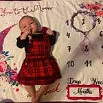 Fashion, Textile, Tartan, Sleeve, Collar, Pink, Font, Magenta, Material Property, Happy, Pattern, Plant, Plaid, Waist, T-shirt, Linens, Beauty, Baby & Toddler Clothing, Heart, Person