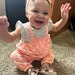 Face, Smile, Cheek, Skin, Head, Hand, Hairstyle, Arm, Eyes, Facial Expression, Leg, Human Body, Baby & Toddler Clothing, Sleeve, Happy, Standing, Gesture, Finger, Person, Joy