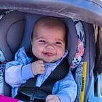 Face, Smile, Facial Expression, Comfort, Baby Carriage, Pink, Baby, Toddler, Car Seat, Fun, Baby & Toddler Clothing, Happy, Child, Beauty, Electric Blue, Baby Products, Auto Part, Sitting, Baby In Car Seat, Luxury Vehicle, Person