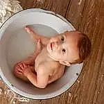 Cheek, Human Body, Stomach, Baby, Chest, Toddler, Bathing, Tableware, Wood, Abdomen, Foot, Serveware, Foil, Baby Products, Baby & Toddler Clothing, Flesh, Hardwood, Sitting, Child, Aluminium Foil, Person