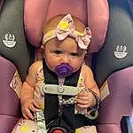 Cheek, Skin, Facial Expression, Mouth, Purple, Baby & Toddler Clothing, Yellow, Pink, Finger, Toddler, Happy, Baby, Fun, Child, Comfort, Hat, Car Seat, Eyewear, Baby In Car Seat, Personal Protective Equipment, Person, Headwear