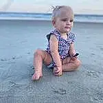 Child, Photograph, Blue, Vacation, Toddler, Sea, Skin, Beach, Sand, Summer, Water, Baby, Sitting, Fun, Ocean, Leg, Play, Smile, Coast, Photography, Person