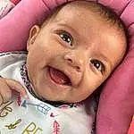 Face, Nose, Cheek, Skin, Lip, Smile, Chin, Eyebrow, Mouth, Facial Expression, Baby, Happy, Iris, Gesture, Pink, Toddler, Finger, Comfort, Baby & Toddler Clothing, Person
