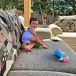 Child, Play, Vacation, Leisure, Summer, Textile, Toddler, Carpet, Sitting, Table, Linens, Furniture, Pattern, Quilt, House, Person, Joy