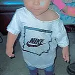 Hair, Face, Cheek, Joint, Head, Shoe, Eyes, White, Mouth, Sleeve, Baby & Toddler Clothing, Standing, Pink, Cool, T-shirt, Toddler, Happy, Electric Blue, Child, Fun