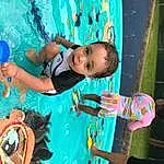 Photograph, Water, World, Blue, Green, Happy, Leisure, Fun, Recreation, Summer, Toddler, Child, Event, Play, Baby, Vacation, Visual Arts, Swimming Pool, Kindergarten, Person