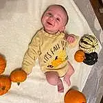Smile, Orange, Baby & Toddler Clothing, Yellow, Baby, Pumpkin, Calabaza, Toddler, Winter Squash, Gourd, Natural Foods, Happy, Cucurbita, Child, Squash, Baby Toys, Vegetable, T-shirt, Wood, Room, Person