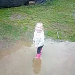 Water, Smile, Asphalt, Road Surface, Grass, Toddler, Fun, Leisure, Recreation, Puddle, Concrete, Baby, Soil, Sand, Child, Landscape, Play, Reflection, T-shirt, Vacation, Person, Joy