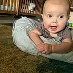 Nose, Cheek, Skin, Flash Photography, Gesture, Baby & Toddler Clothing, Baby, Happy, Toddler, Comfort, Grass, Smile, Child, Fun, Sitting, Wood, Foot, Crawling, Room, Person, Surprise