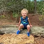 Plant, Leg, People In Nature, Natural Environment, Wood, Tree, Grass, Forest, Landscape, Leisure, Recreation, Happy, Thigh, Electric Blue, Child, Fun, Toddler, Woodland, Trunk, Blond, Person, Grumpy