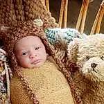 Head, Eyes, Cap, Toy, Headgear, Baby, Fawn, Baby & Toddler Clothing, Wool, Toddler, Woolen, Knit Cap, Stuffed Toy, Furry friends, Child, Pattern, Crochet, Baby Sleeping, Person, Headwear