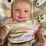 Face, Nose, Cheek, Smile, Skin, Head, Eyes, Facial Expression, Green, Textile, Baby, Iris, Baby & Toddler Clothing, Happy, Finger, Toddler, Pink, Child, Person, Joy