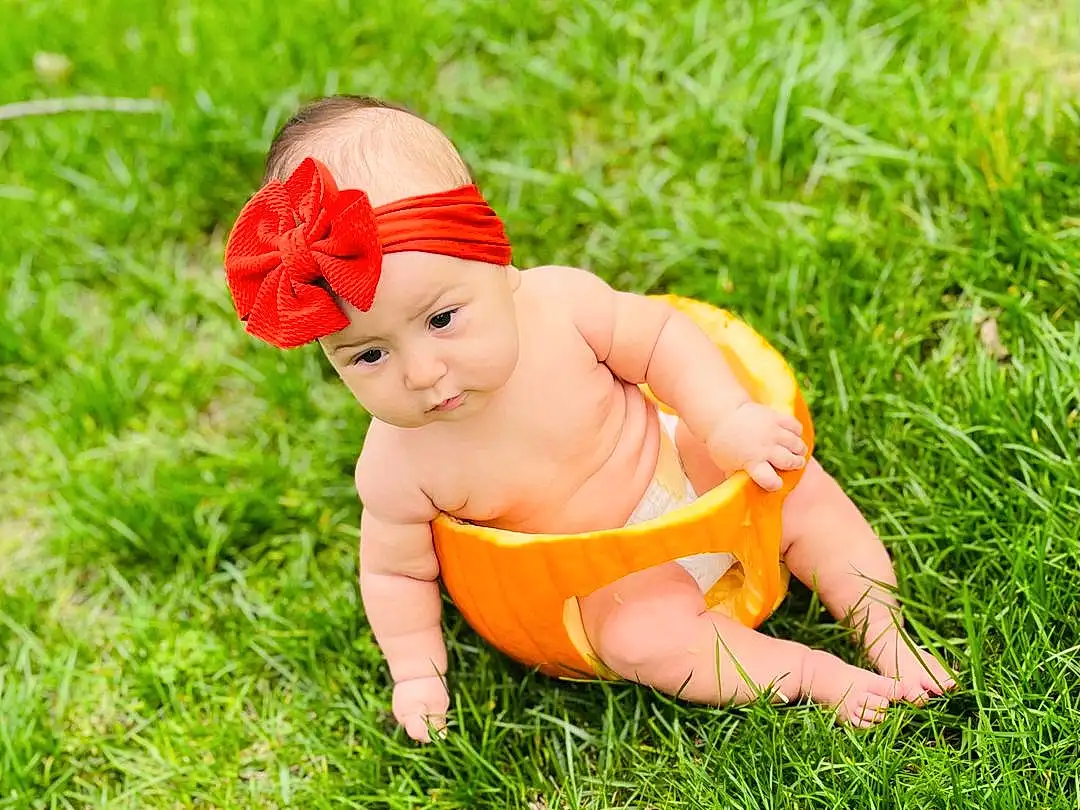 Plant, People In Nature, Happy, Grass, Fawn, Baby, Meadow, Hat, Grassland, Lawn Ornament, Lawn, Baby & Toddler Clothing, Toddler, Wood, Human Leg, Sitting, Peach, Prairie, Fictional Character, Person, Headwear