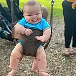 Child, Toddler, Swing, Skin, Barefoot, Fun, Baby, Leg, Public Space, Play, Outdoor Play Equipment, Finger, Smile, Summer, Grass, Adaptation, Playground, Sitting, Hand, Soil, Person