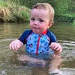 Water, People In Nature, Watercourse, Toddler, Grass, Leisure, Baby & Toddler Clothing, Recreation, Lake, Plant, Bathing, Fun, Personal Protective Equipment, Baby, Child, Puddle, Stream, Sitting, Play, Pond, Person