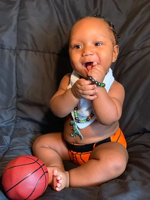 Cheek, Joint, Skin, Hand, Smile, Arm, Mouth, Basketball, Muscle, Leg, Human Body, Sports Equipment, Orange, Iris, Baby & Toddler Clothing, Baby, Finger, Thigh, Fun, Person