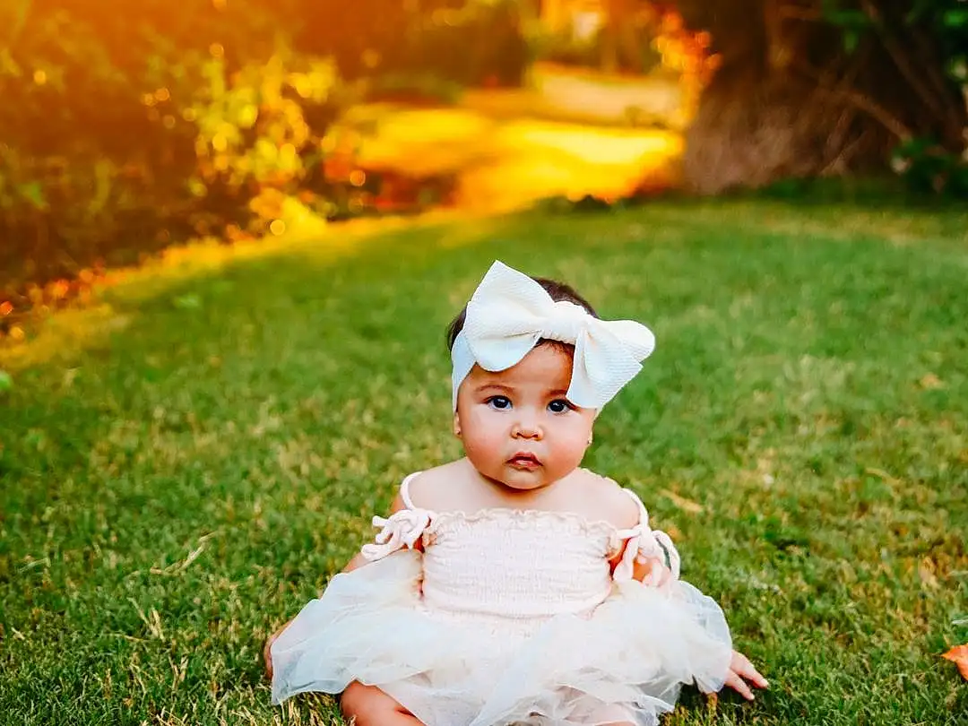 Plant, Photograph, Light, People In Nature, Flash Photography, Tree, Botany, Happy, Orange, Sunlight, Grass, Baby, Red, Summer, Toddler, Baby & Toddler Clothing, Grassland, Meadow, Landscape, Person, Headwear