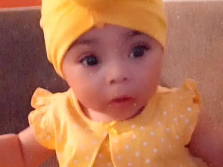 Face, Cheek, Skin, Arm, Facial Expression, Baby, Cap, Baby & Toddler Clothing, Sleeve, Orange, Yellow, Pink, Toddler, Cool, Child, Fun, Happy, Chest, Costume Hat, Person, Surprise, Headwear
