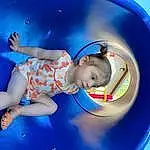 Blue, Azure, Flash Photography, Baby, Baby & Toddler Clothing, Toddler, Cloud, Leisure, Electric Blue, Fun, Recreation, Happy, Child, Circle, Play, Bathing, Inflatable, Baby Toys, Elbow, Person