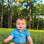 Smile, Plant, People In Nature, Tree, Leaf, Natural Environment, Sky, Happy, Baby & Toddler Clothing, Grass, Wood, Yellow, Flash Photography, Baby, Toddler, Playing With Kids, Grassland, Leisure, Meadow, Fun, Person, Joy