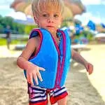 Azure, People In Nature, People On Beach, Sleeve, Happy, Baby & Toddler Clothing, Beach, T-shirt, Toddler, Summer, Fun, Leisure, Sand, Electric Blue, Recreation, Child, Barefoot, Waist, Grass, Personal Protective Equipment, Person