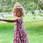 Plant, One-piece Garment, People In Nature, Sleeve, Dress, Waist, Happy, Day Dress, Baby & Toddler Clothing, Grass, Toddler, Summer, Tree, Lawn, Pattern, Leisure, Blond, Child, Fun, Magenta, Person