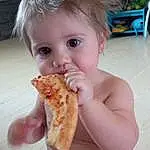Face, Hair, Head, Food, Hand, Food Craving, Finger, Tableware, Toddler, Cuisine, Thumb, Ingredient, Biting, Thigh, Junk Food, Dish, Child, Swimwear, Finger Food, Baby, Person