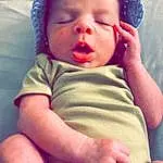 Nose, Cheek, Skin, Lip, Chin, Photograph, Eyebrow, Mouth, Green, Blue, Comfort, Sleeve, Baby & Toddler Clothing, Gesture, Baby, Finger, Baby Sleeping, Happy, Pink, Cool, Person