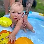 Child, Play, Fun, Yellow, Leisure, Toddler, Water, Summer, Recreation, Bathing, Vacation, Swimming Pool, Smile, Ball, Inflatable, Games, Person