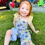 Child, Grass, Toddler, Beauty, Yellow, Summer, Dress, Fun, Play, Smile, Pattern, Happy, Sitting, Plant, Photography, Child Model, Baby, Vacation, Person, Joy