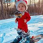 White, Snow, Sky, Sports Equipment, Sleeve, Slope, Tree, Fun, Leisure, Toddler, Baby & Toddler Clothing, Recreation, Child, Happy, Freezing, Winter, Electric Blue, Personal Protective Equipment, Winter Sport, Skier, Person, Headwear