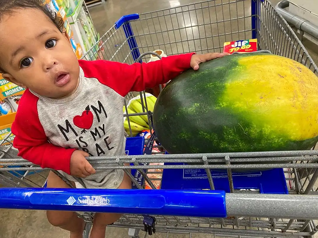 Citrullus, Toddler, T-shirt, Natural Foods, Watermelon, Cooking, Electric Blue, Fun, Personal Protective Equipment, Baby & Toddler Clothing, Play, Baby, Leisure, Local Food, Happy, Helmet, Superfood, Cucumber, Gourd, And Melon Family, Flesh, Child, Person, Surprise