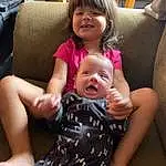 Hair, Face, Skin, Head, Smile, Eyes, Leg, Couch, Comfort, Lap, Happy, Gesture, Thigh, Baby, Toddler, Baby & Toddler Clothing, Living Room, Fun, Sitting, Event, Person, Joy